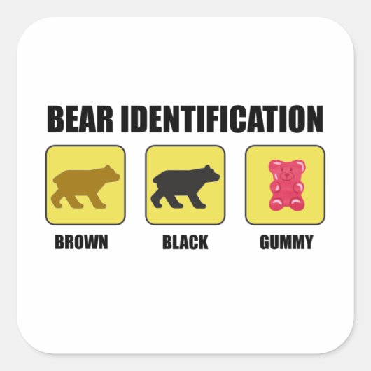 Bear Identification Funny Quadratischer Aufkleber (Vorderseite)