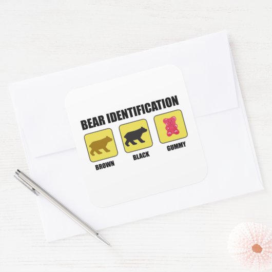 Bear Identification Funny Quadratischer Aufkleber (Umschlag)