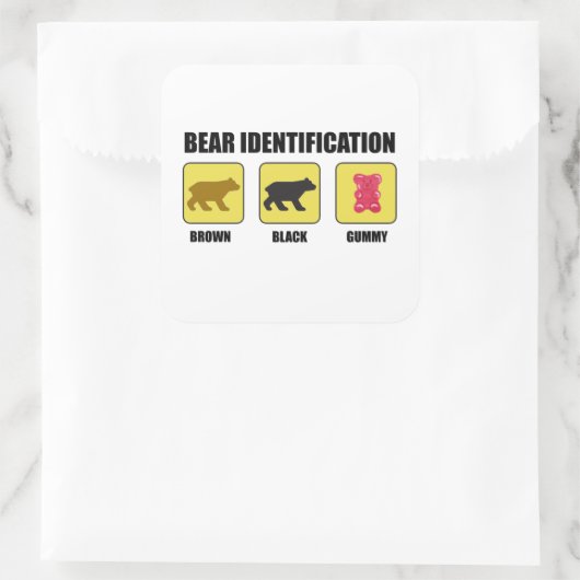 Bear Identification Funny Quadratischer Aufkleber (Tasche)
