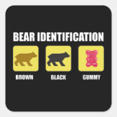 Bear Identification Funny Quadratischer Aufkleber (Vorderseite)