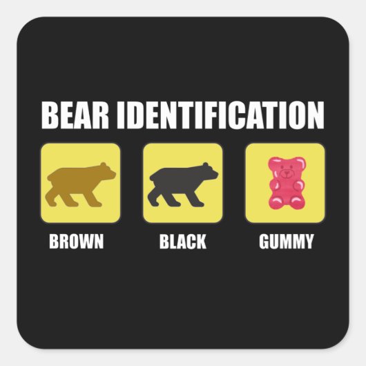 Bear Identification Funny Quadratischer Aufkleber (Vorderseite)