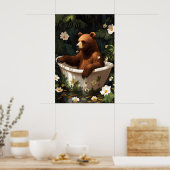 Bear In Bathtub Poster, Funny Animal Poster, Bear Poster (Küche)