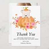 Bear in einem Pumpkin Pink Foto Babydusche Dankeskarte (Vorne/Hinten)