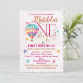 Bear in einem rosa Heißluftballon Einladungen (Stehend Vorderseite)