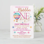 Bear in einem rosa Heißluftballon Einladungen (Stehend Vorderseite)