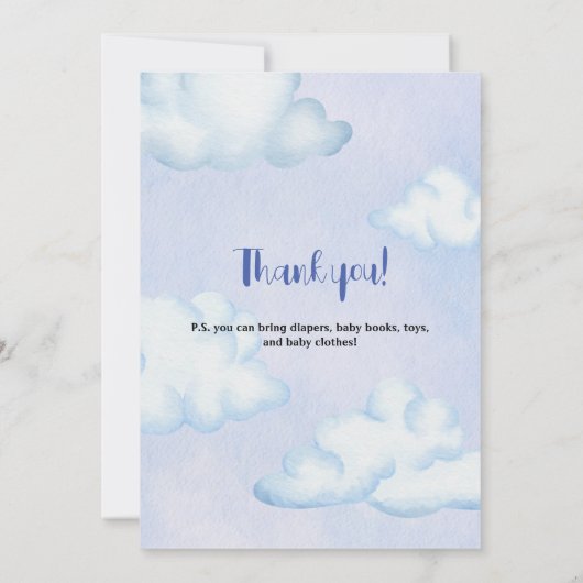 Bear in Flugzeug Babydusche Einladung (Rückseite)