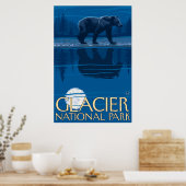 Bear in Moonlight - Glacier National Park, MT Poster (Küche)