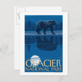Bear in Moonlight - Glacier National Park, MT Postkarte (Vorne/Hinten)