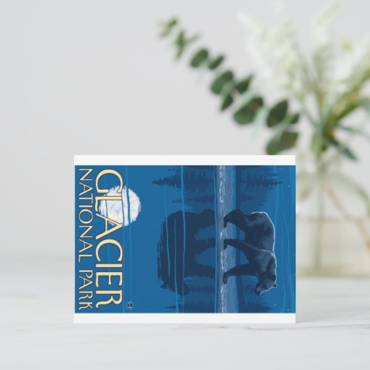 Bear in Moonlight - Glacier National Park, MT Postkarte (Stehend Vorderseite)