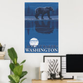 Bear in Moonlight - Mount Baker, Washington Poster (Heimbüro)
