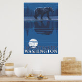 Bear in Moonlight - Mount Baker, Washington Poster (Küche)