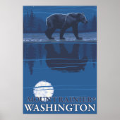 Bear in Moonlight - Mount Rainier, Washington Poster (Vorne)