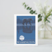 Bear in Moonlight - Mount Rainier, Washington Postkarte (Stehend Vorderseite)