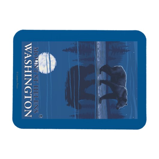 Bear in Moonlight - Mount St. Helens, Magnet (Horizontal)