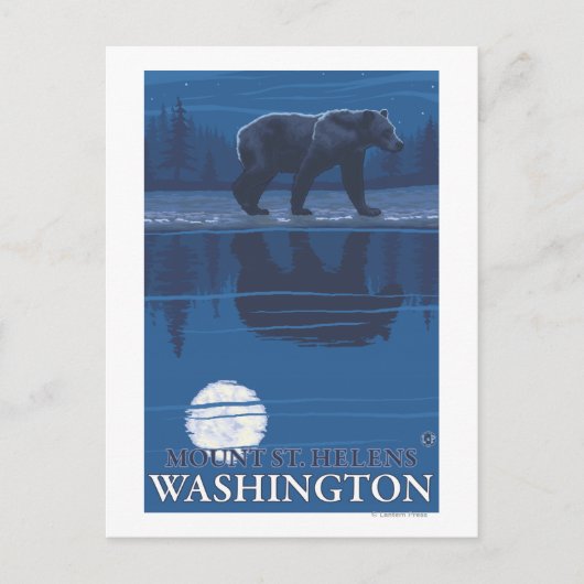 Bear in Moonlight - Mount St. Helens, Postkarte (Vorderseite)