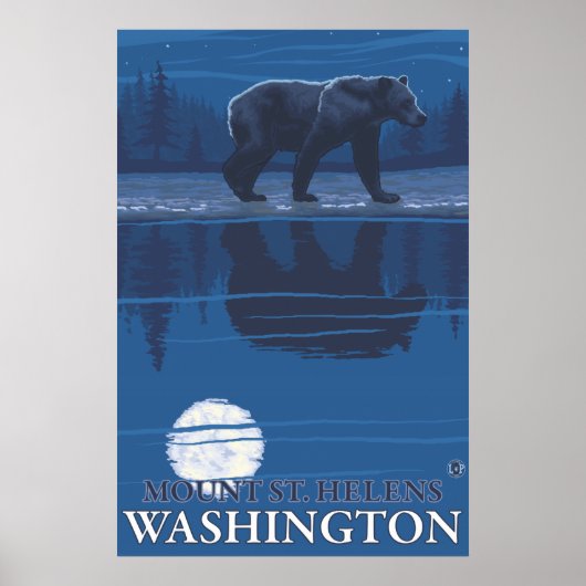 Bear in Moonlight - Mount St Helens, Washington Poster (Vorne)