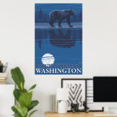 Bear in Moonlight - Mount St Helens, Washington Poster (Heimbüro)