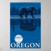 Bear in Moonlight - Oregon Poster (Vorne)