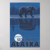 Bear in Moonlight - Seward, Alaska Poster (Vorne)