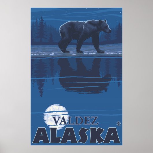 Bear in Moonlight - Valdez, Alaska Poster (Vorne)