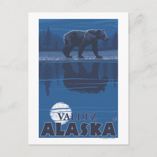 Bear in Moonlight - Valdez, Alaska Postkarte (Vorderseite)