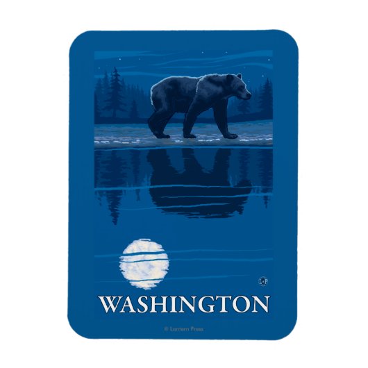 Bear in Moonlight - Washington Magnet (Vertikal)