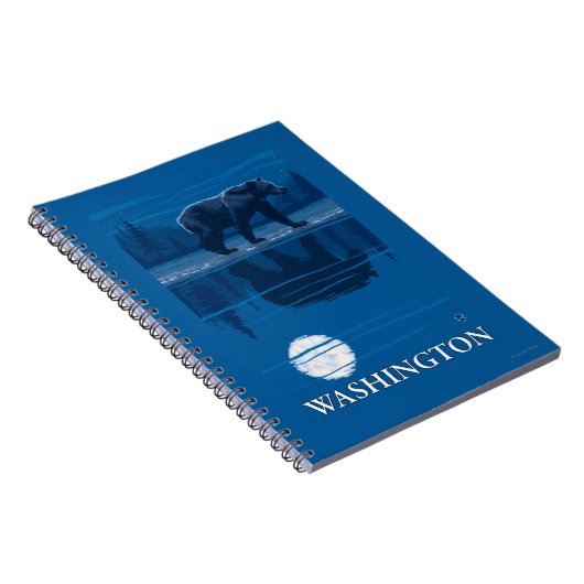 Bear in Moonlight - Washington Notizblock (Rechte Seite)