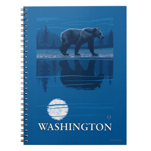 Bear in Moonlight - Washington Notizblock (Vorderseite)