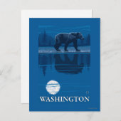 Bear in Moonlight - Washington Postkarte (Vorne/Hinten)