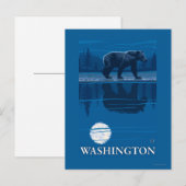 Bear in Moonlight - Washington Postkarte (Vorne/Hinten)