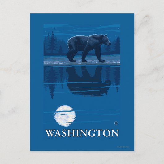 Bear in Moonlight - Washington Postkarte (Vorderseite)