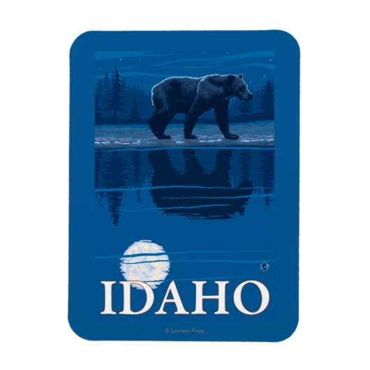 Bear in MoonlightIdaho Vintage Travel Poster Magnet (Vertikal)