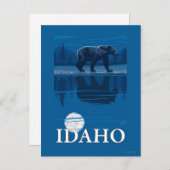 Bear in MoonlightIdaho Vintage Travel Poster Postkarte (Vorne/Hinten)