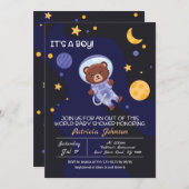 Bear in Outer Space Babydusche Einladung (Vorne/Hinten)