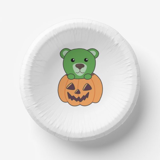 Bear In Pumpkin Sweet Bears Happy Halloween Pappteller (Vorderseite)