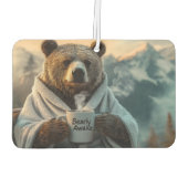 Bear in Robe Holding Kaffee Tasse Autolufterfrischer (Rückseite)
