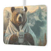 Bear in Robe Holding Kaffee Tasse Autolufterfrischer (Links)