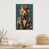 Bear In Suit Poster, Bear Portrait, Bear Oil Poster (Küche)