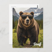 Bear in Sunglasses Banff National Park Kanada Postkarte (Vorne/Hinten)