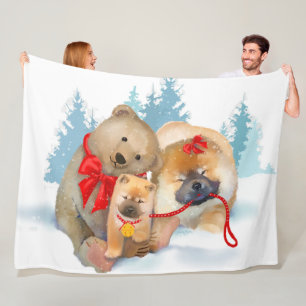 BEAR-ING GIFTS Chow & Bear Fleece-Decke - 3 Größen Fleecedecke