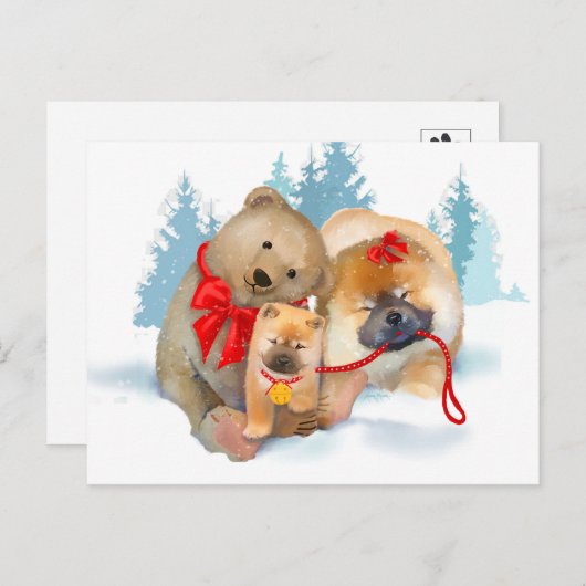 BEAR ING GIFTS Chow & Teddybear Postcard Postkarte (Vorne/Hinten)