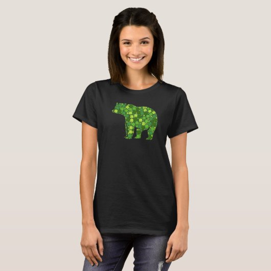 Bear Irish Lucky Green Kleeblatt C St Patricks Day T-Shirt (Vorne ganz)