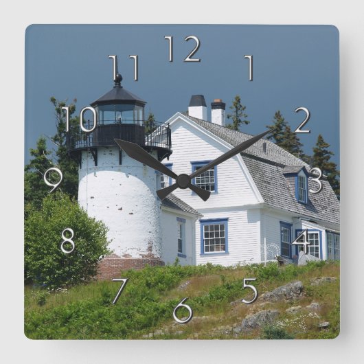 Bear Island Lighthouse Wall Clock Quadratische Wanduhr (Vorderseite)