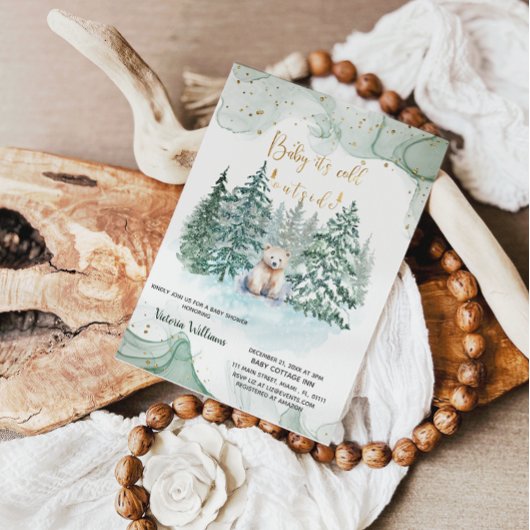 Bear It's Cold Outside Niedlich Baby Dusche Einladung