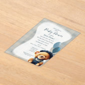 Bear Jean Baby Shower Blue Akryllische Einladung (Ablage )