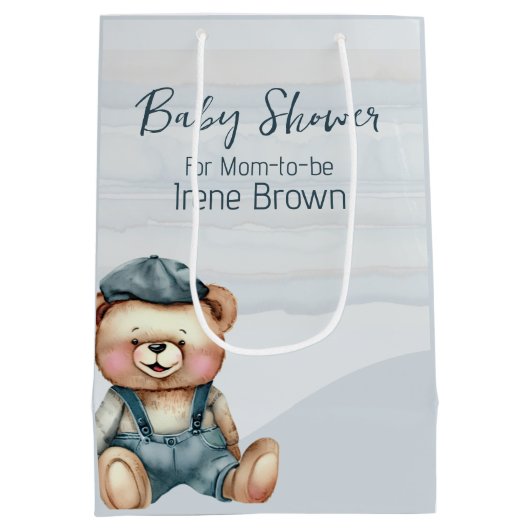 Bear Jean Baby Shower Geschenktasche Mittlere Geschenktüte (Rückseite)