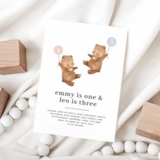 Bear Joint 1. und 3. Geburtstag Einladung