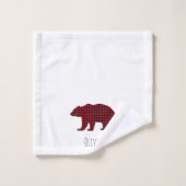 Bear Kariert Tartan Name Weihnachten Badhandtuch Set (Waschlappen)