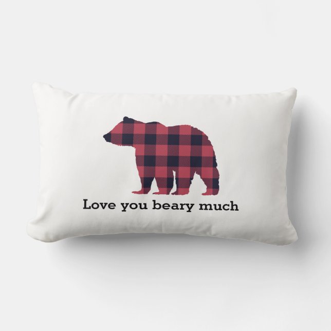 Bear Kariert Wilderness Liebe Sie werfen Kissen (Vorderseite)