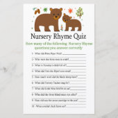 Bear Kinderzimmer Rhyme Quiz Babydusche (Vorderseite)